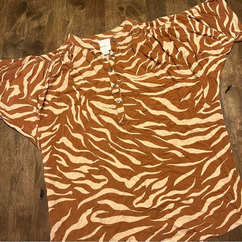 Anthropologie Maeve Windham Zebra Stripe Tunic in Cedar Orange Size Small - Picture 3 of 11